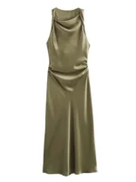 Slip Midi Dress Woman Sexy Evening Party Dress Sleeveless Female Elegant Dresses - Image 2