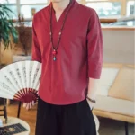 Summer Kimono Japanese Style Short Sleeve Men New Half-sleeved Cotton Linen