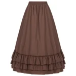 Brown Ruffled High Waisted Long Victorian Skirt Steampunk Skirts - Image 2