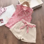 New Summer Baby Girls Clothes Children Sleeveless Vest Shorts 2Pcs/Sets - Image 4