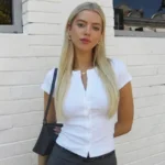 Tuularose Fashion New T-Shirt Women's Casual Solid Slim-Fit Crew Neck Cardigan T-Shirt - Image 4
