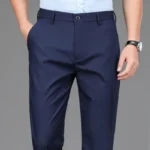Male Pants Stretch Solid Black Smart Casual Men's Trousers Office Quick Dry Suit Pants - Image 6
