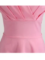 Pink Summer Dress Women V Neck Vintage Robe Elegant Retro pin up Party Office Midi Dresses - Image 6
