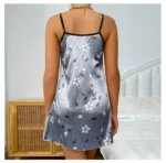 Women's Sleepwear Summer Floral Print Satin Nightgown Casual Sleeveless Backless Slip - Image 2