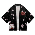 Japanese Sakura Cat Samurai Printed Kimono for Men Women, Haori Cardigan, Traditional Costume - Image 4