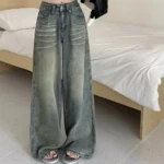 Y2K Loose Straight Leg Jeans Women Trousers Baggy Wide Fit Casual High Waist Retro - Image 2