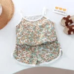 Girls Summer Clothes Sets New Baby Sleeveless Tops Shorts 2 Pieces Suit - Image 4