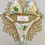 Print Sexy Bikini Sets Halter Lace-up Tops Thongs Beach Style Bathing Suit Y2k Swimsuits - Image 3