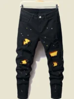 Men's Splash-Ink Patchwork Jeans - Image 2