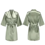 Women's Pure Short Silky Robes Bridesmaid Bride Party Satin Robes Sleepwear - Image 2