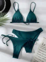 3 Pieces Bikini Set Women Push Up Swimsuit with 2 Bottoms Low & Mid Waist Suit