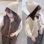 Autumn Winter Baby Lamb Wool Plus Velvet Waistcoat Girls Boys Plush Vest - Image 6