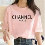 Luxury Brand Machine Washable Womens Casual Elegant Fashion CHANNEL Graphic T-shirt O-Neck Short Sleeve - Image 3