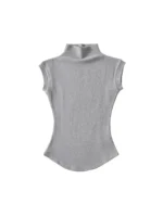 Women Summer Sexy Turtleneck Sleeveless T-Shirts Tops Solid Slim Fit Pullovers - Image 3