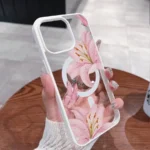 Pink Lily Magnetic Phone Case For iPhone 17 16 15 14 13 12 11Pro Max Plus - Image 4