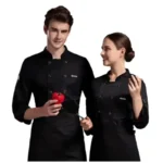Unisex Chef Coat Short Sleeve Chef Jacket for Men Women Black White Uniform - Image 3