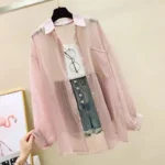 Summer Sunscreen Shirt Elegant Perspective Thin Chiffon Blouse