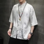 High Quality Summer Chinese Traditional Dress Dragon Embroidery Shirt Men Clothing - Image 6