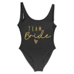 S-3XL Green Print Team Bride One-Piece Swimsuit Squad Women Swimwear - Image 4