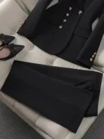 Fashion Temperament Executive Suit Solid Color Two-piece Pant Suits Set - Image 6