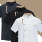 Summer Breathable Elastic Chef Jacket Short Sleeve Men Kitchen Work Uniform