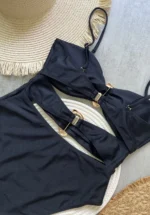3 Colors Sexy Metal Rings Cut Out Women Swimwear One Piece Swimsuit - Image 5