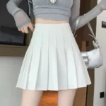Pleated Mini Skirt with Shorts Women's High Waist A-Line Skater Skort - Image 3