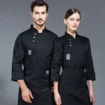 black chef uniform jacket long sleeve chef T-shirt restaurant Uniform Bakery