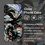 Stylish Tiger Dragon Marble Texture Printed Tempered Glass Phone Case - Image 6
