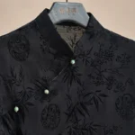 Retro Thin Shirt New Chinese Style Cheongsam Top Black Jacquard Short Sleeve T-shirt - Image 4