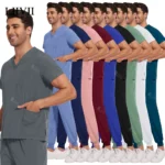 New Lightweight Anti-wrinkle Surgical Uniform Woman Men Medical Nurse Scrub Set
