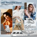 Rotating Magnetic Folding Stand Transparent Phone Case for Samsung - Image 3