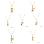 Fashionable Colorful Zircon Fairy Tale Little Princess Necklace Gold-plated Universal Chain - Image 4