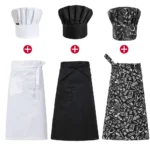 Food Service Kitchen Suit Hotel Chef Apron Cooking Cap Restaurant Cook Work Uniform