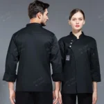 black chef uniform jacket long sleeve chef T-shirt restaurant Uniform Bakery - Image 3