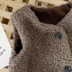 Autumn Winter Baby Lamb Wool Plus Velvet Waistcoat Girls Boys Plush Vest - Image 5