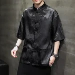 High Quality Summer Chinese Traditional Dress Dragon Embroidery Shirt Men Clothing - Image 5