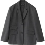 CHICVEN Women Office Lady Blazer Cuff Embroidery Wide Shoulder Twill Suit - Image 5