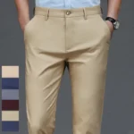 Male Pants Stretch Solid Black Smart Casual Men's Trousers Office Quick Dry Suit Pants - Image 4