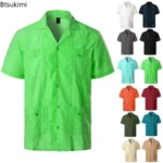 Summer New Mens' Shirts Multi-pockets Lapel Short Sleeve Single Breasted Cardigan - Image 6