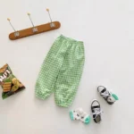 Summer Plaid Mosquito Proof Pants Outdoor Wear Baby Girls New Style Fashion - Image 3