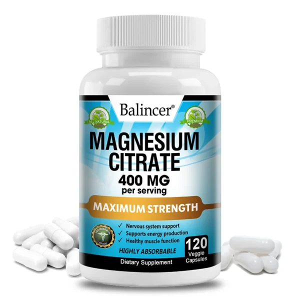 Magnesium Citrate Supplement - Supports Heart, Muscle, Nerve, Bone Health, Promote Energy Metabolism