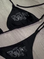2000s Woman Punk New Beach Swimwear gothic clothes BRAT Rhinestone printing Grunge Swimsuit - Image 5