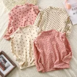 Kids Long Sleeved Undershirt Girls Cute Floral Dots T-shirt - Image 3