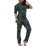 Women's Ankara Set Outfit African Coutre Short Sleeve Top And Pants Traditional - Image 3