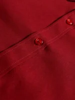 Men's Solid Red Long Sleeve Formal Dress Shirt for Business Office Wear - Image 5