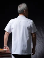Catering Cooking White Shirt Restaurant Kitchen Chef T-shirt Baker Work Uniform Waiter - Image 2