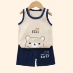 Children Sets Kids Clothes Boys Girls Vest Suit  T-Shirts Shorts Tank Top Sleeveless - Image 2
