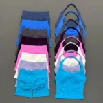 2 Pieces Shorts Yoga Set Women Backless Halter Tops High Waist Seamless Shorts Gym Suit