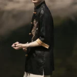 High Quality Summer Chinese Traditional Dress Dragon Embroidery Shirt Men Clothing - Image 4